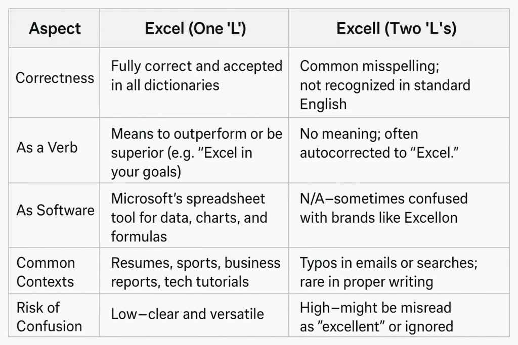 Key Differences Between Excell and Excel (With a Handy Table)